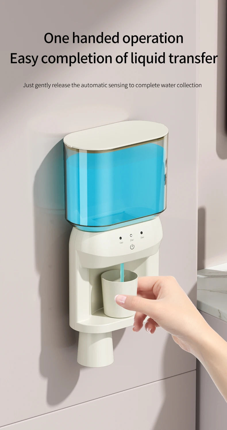 1Pcs Mouthwash Container, Automatic Sensor Mouthwash Machine, No Punching Smart Oral Cleaning, Wall-Mounted Mouthwash Rack, USB Charging with 2 Mouthwash Cups luvshop24