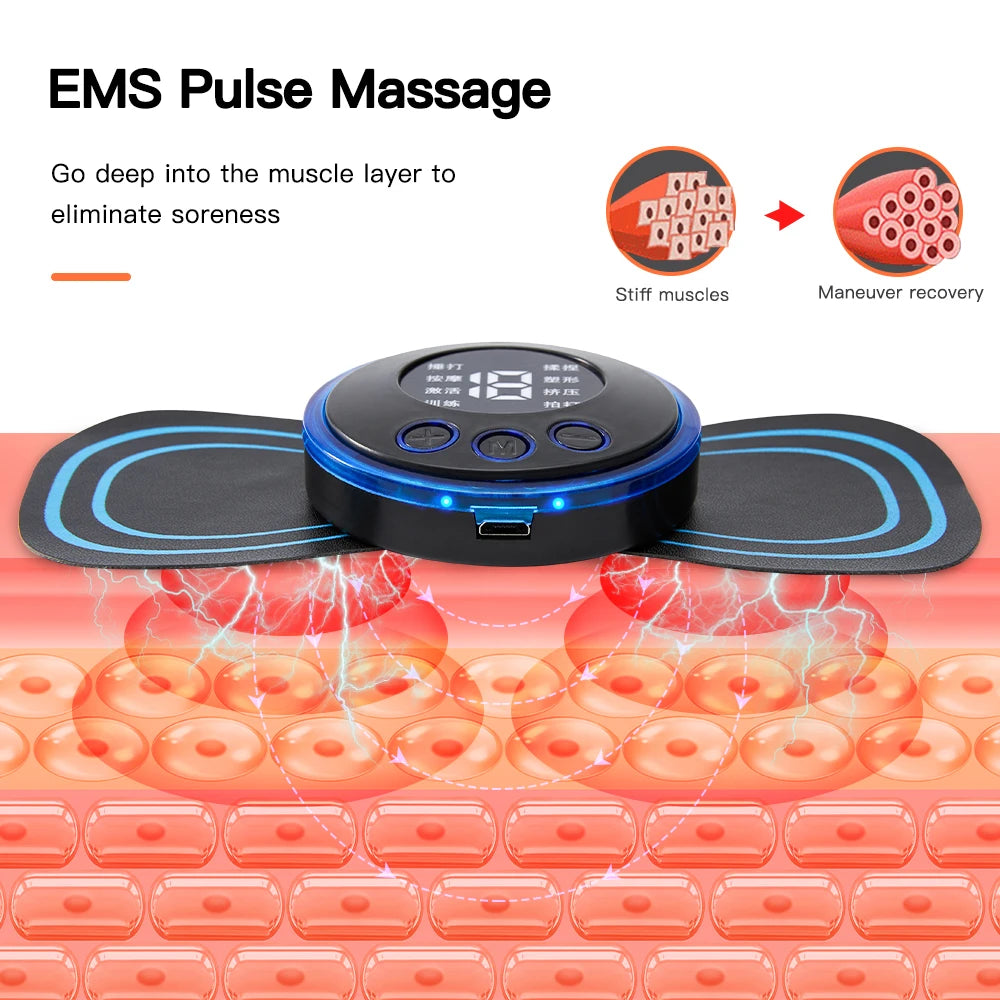 EMS Neck Massager Electric Muscle Stimulator Cervical Sticker Massage Patch Low Frequency Pulse Masajeador Pads Body Pain Relief luvshop24