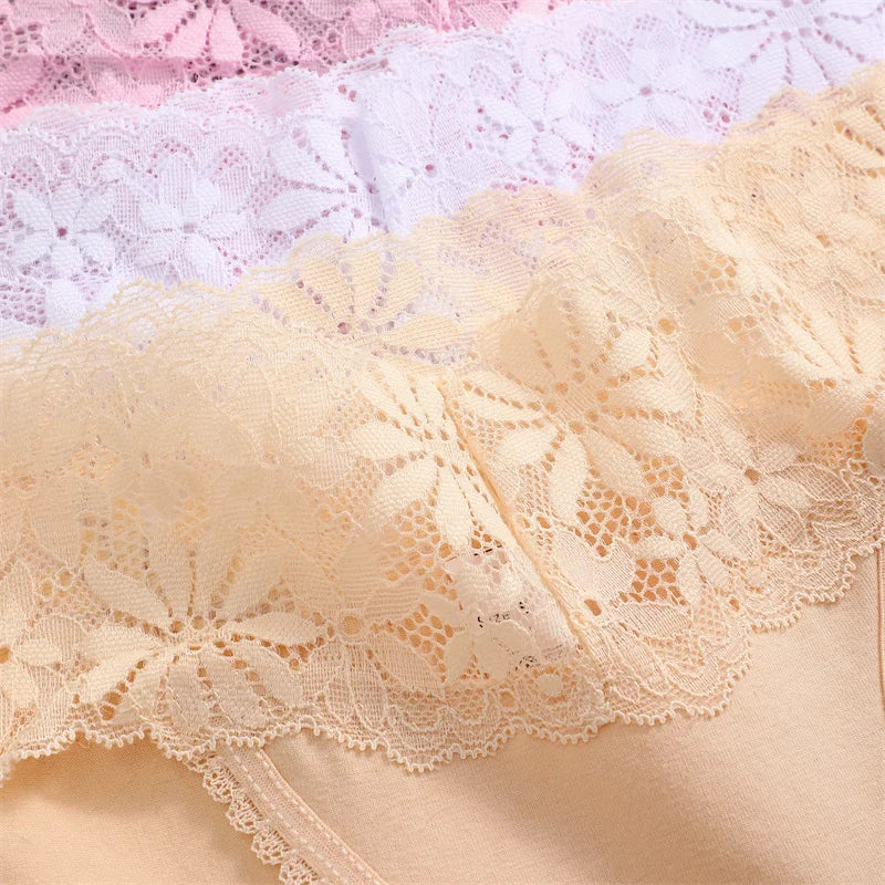 Lace Panties Women Cotton Briefs Female Comfortable Underwear 4PCS/Set Elstice Solid Color Panties Female Low Rise Sexy Lingerie luvshop24