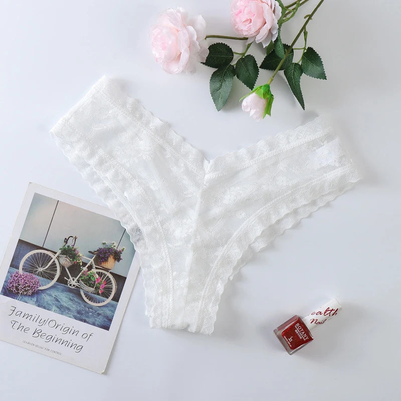 New Panties Women Lace Underwear Sexy Low Rise Briefs Hollow Out G String Underpant Solid Comfortable Female Temptation Lingerie luvshop24