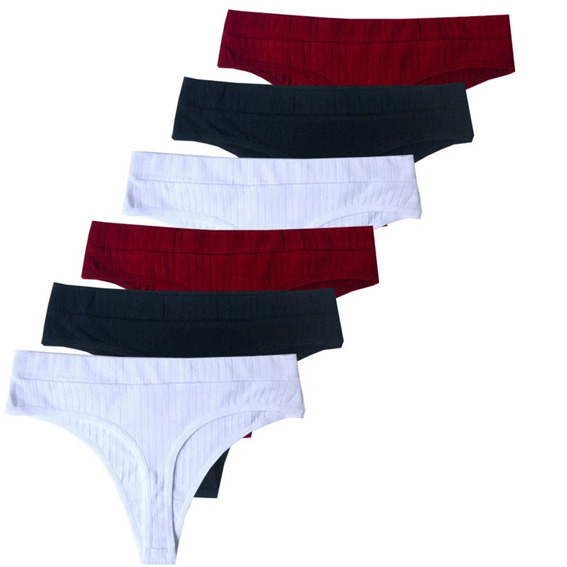 3pcs Cotton Women's Thong Panties Breathable Low Waist Seamless Underwear Sexy Female Lady Comfortable Solid Color G-String luvshop24