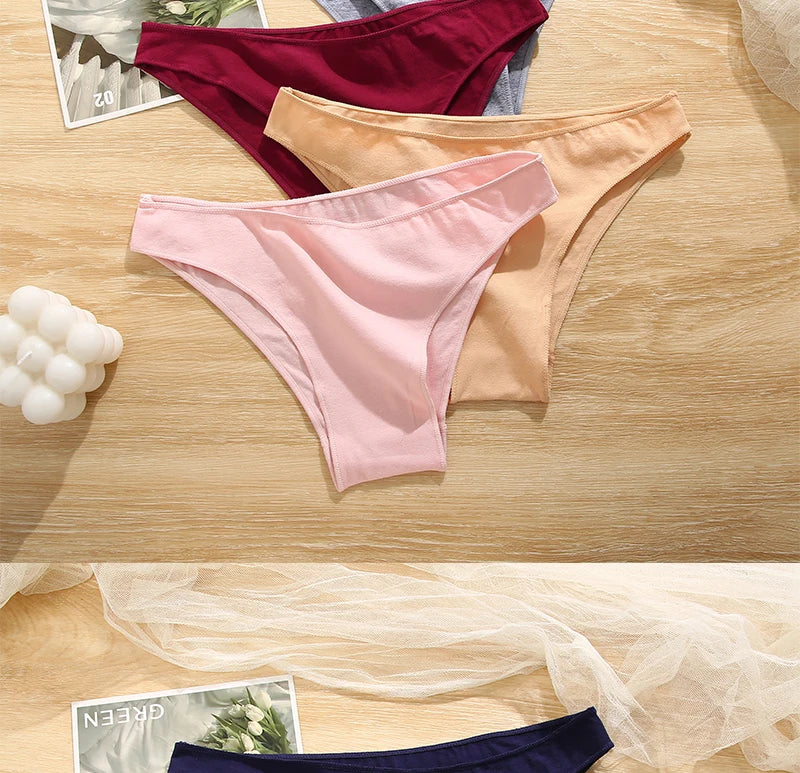FINETOO 5PCS/Set M-XXL Panties Women Cotton Lingerie Woman Underwear Sexy Femme Underwear Girls Underpant Panty 7 Solid Colors luvshop24