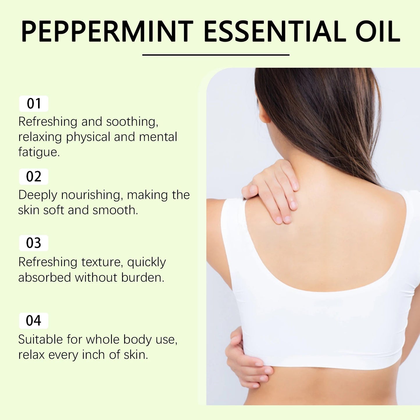 Peppermint Body Massage Oil - Cooling Moisturizing Formula For Skin Care, Lightweight Fast-Absorbing Essential Oil Blend luvshop24