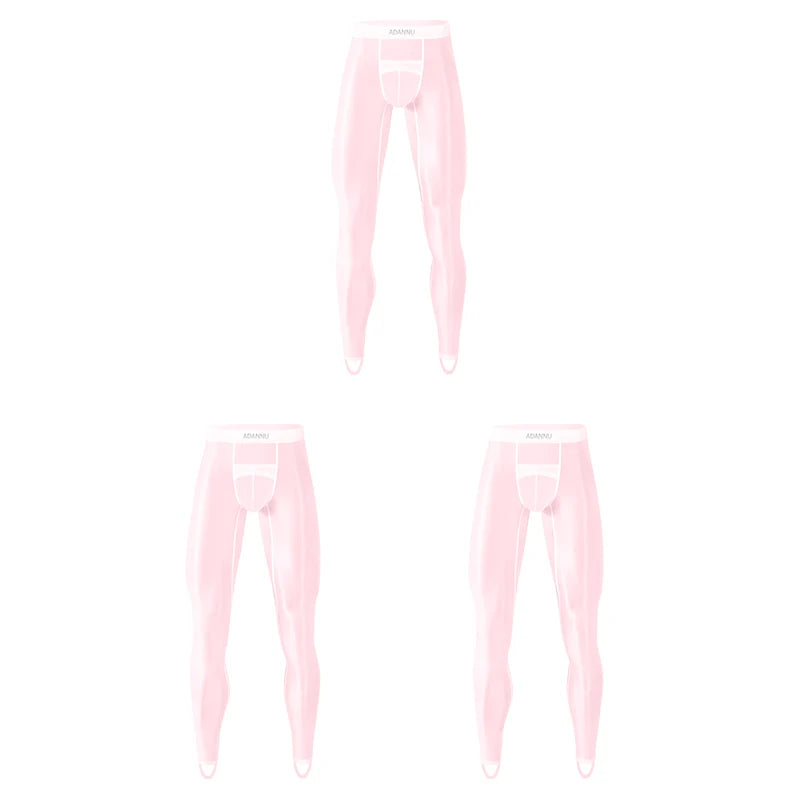 1/2/3PCS Men's Leggings Underwea Thin Sexy Transparent Ice Silk High Stretch Foot Anti Slip Pants Fitness Bottoms Pants AD776 luvshop24