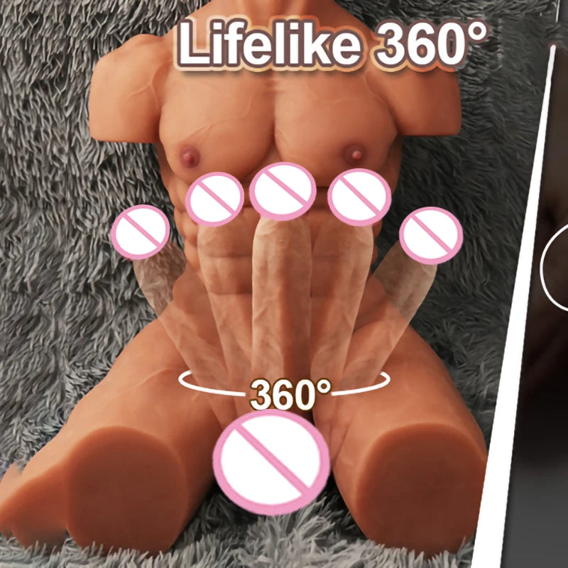 RENHEYUOU 16Kg Artificial Vagina Penis Realistic Torso Transgender pectoral muscles Sex Doll Huge Dildo Sex Toy Women Men Gay luvshop24