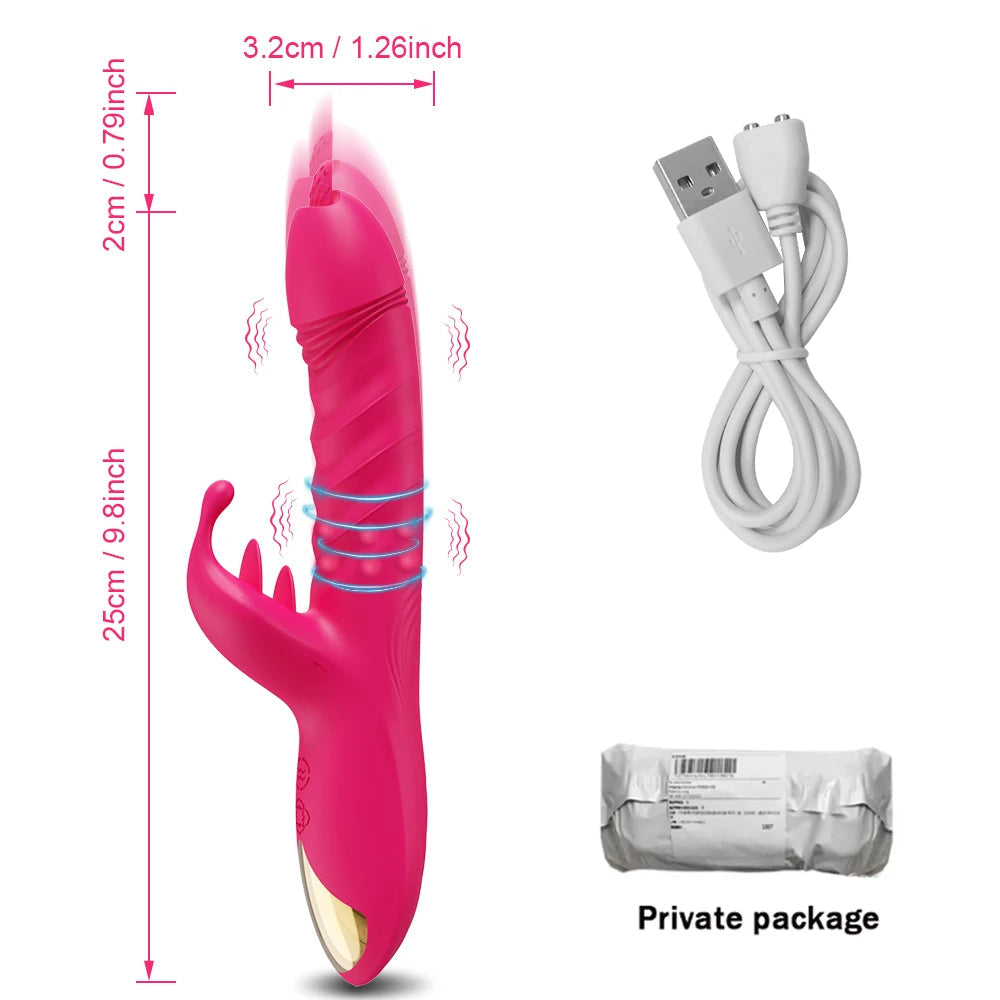 Rabbit Vibrator For Women Powerful G Spot Telescopic Rotating Clitoris Vagina Stimulator Female Masturbator For Adult Sexy Toys luvshop24