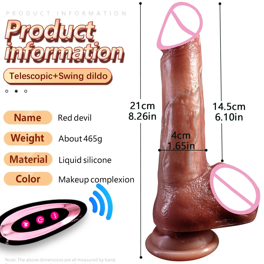 10.6in Long Realistic dildo vibrator penis telescopic Swing Heating silicone dildo female remote control Vibrators for Women Men luvshop24