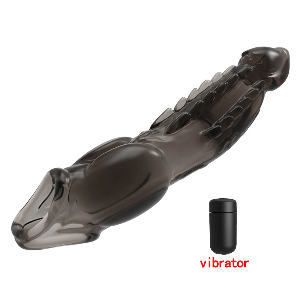 HESEKS Vibrating Penis Sleeve Vibrator for Men Couple Penis Extender Cover Reusable Special Condom Cock Erotic Toys for Men luvshop24
