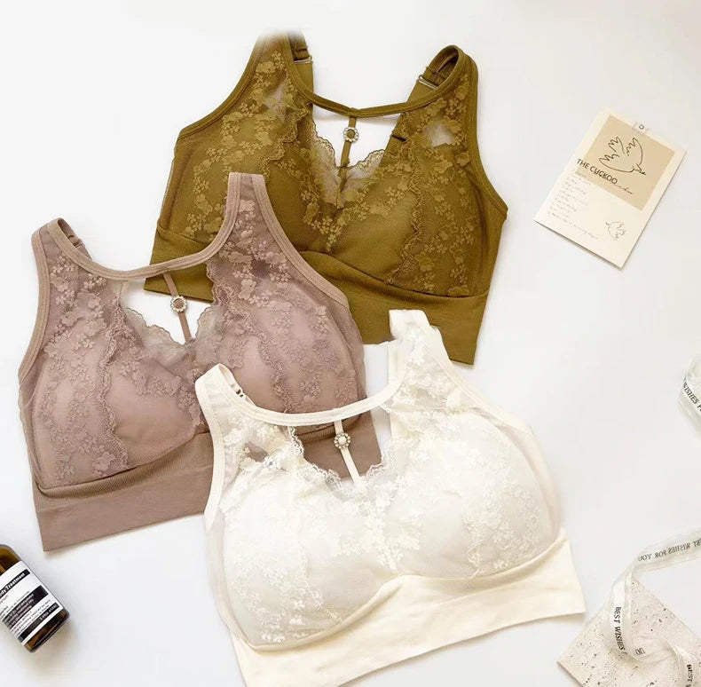 1pcs Lace Sexy Bra No Steel Ring Comfortable Full Cup Large Size Bra Vest Bra One Gather Anti Sagging Underwear luvshop24