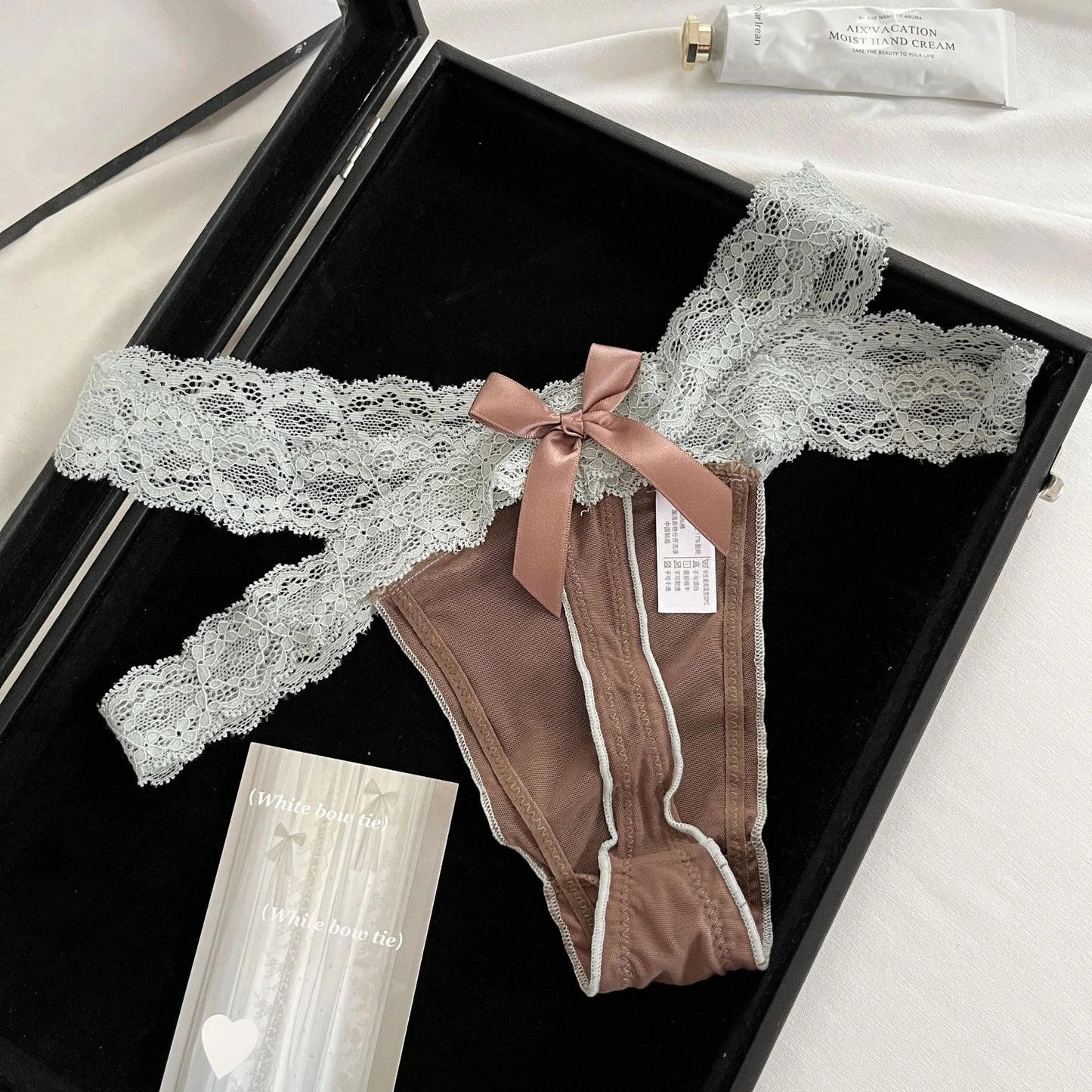 Women's thong Lace Low Waist G-String Women Panties Mesh Bow Female Ladies Briefs Breathable Underwears Intimates Lace border o luvshop24