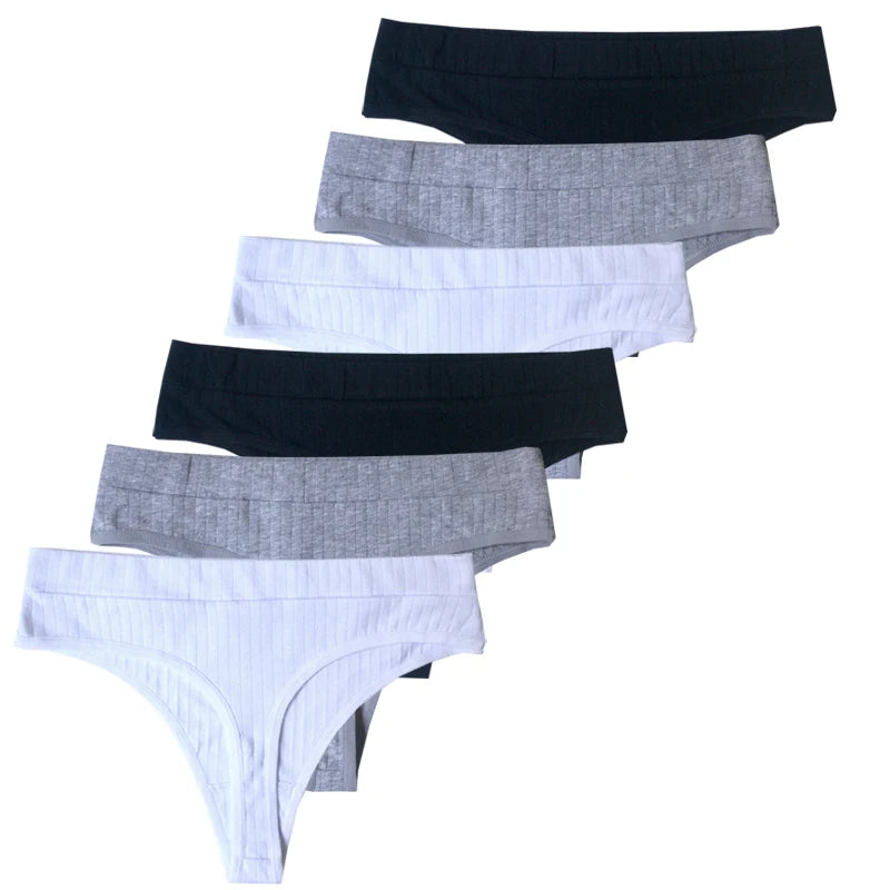 3pcs Cotton Women's Thong Panties Breathable Low Waist Seamless Underwear Sexy Female Lady Comfortable Solid Color G-String luvshop24