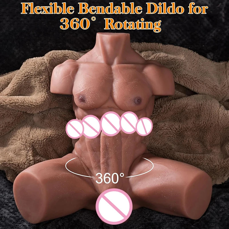RENHEYUOU-16KG fierce male sex doll gay male TPE realistic large phallus with abs female masturbation Adult Torso sex dolls 18+ luvshop24