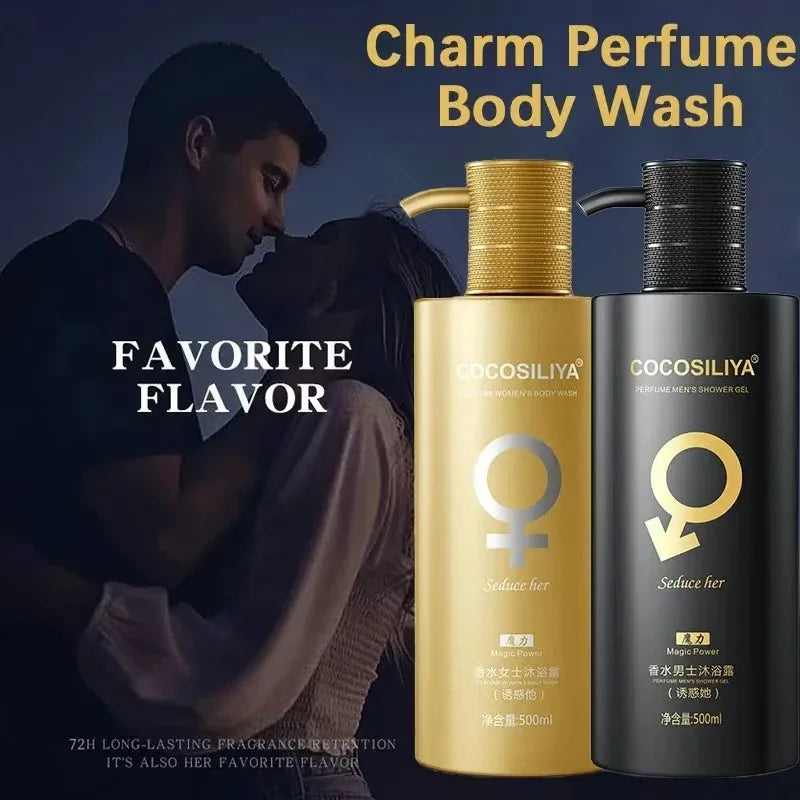 500ML Pheromone Shower Gel,Deep Cleaning Glamour Lure Bath Lotion with Charming Seductive Fragrance,For Man to Attract Woman luvshop24
