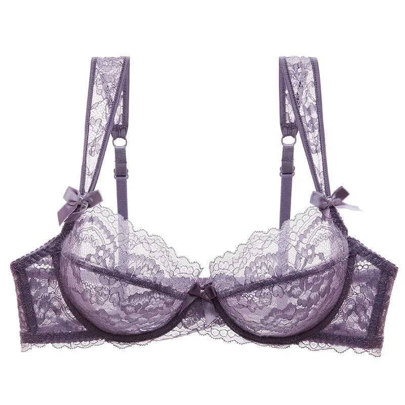 Lace Sexy Bra Women Thin See Through Lingerie Bow Embroidery Intimates Lingerie Female Daily Underwear luvshop24