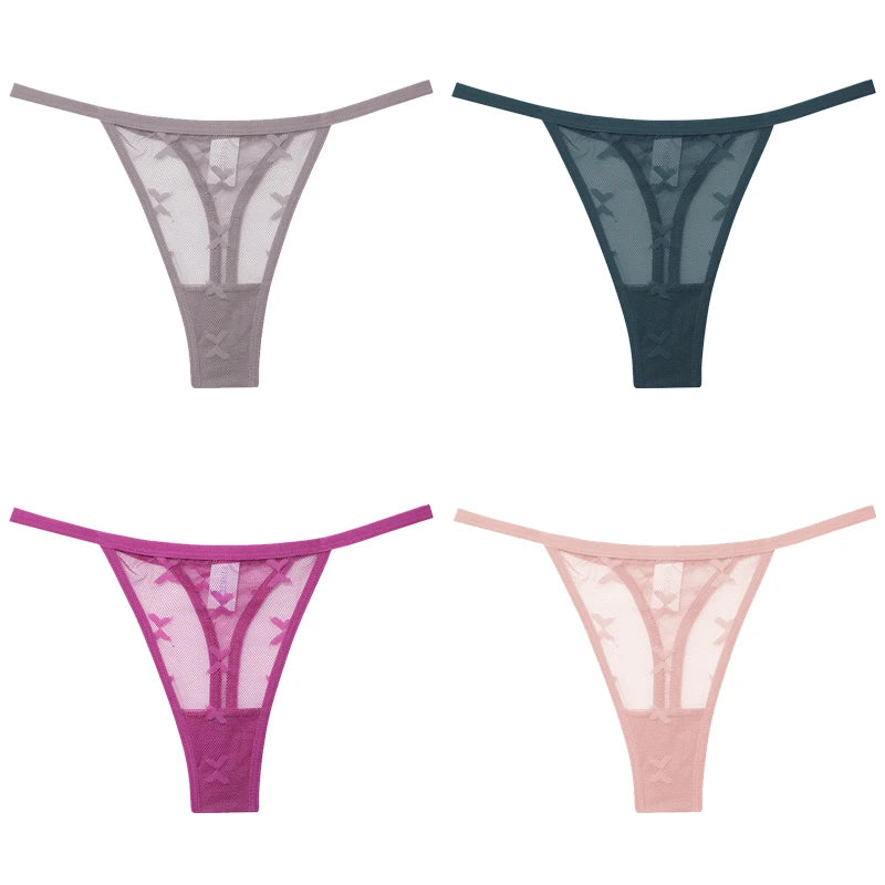 4Pcs Lace Bikini Panties Women Sexy Thongs Lace G-string Underpants S-XL Ladies Comfortable T-Back Underwear Sexy Lingerie 2022 luvshop24