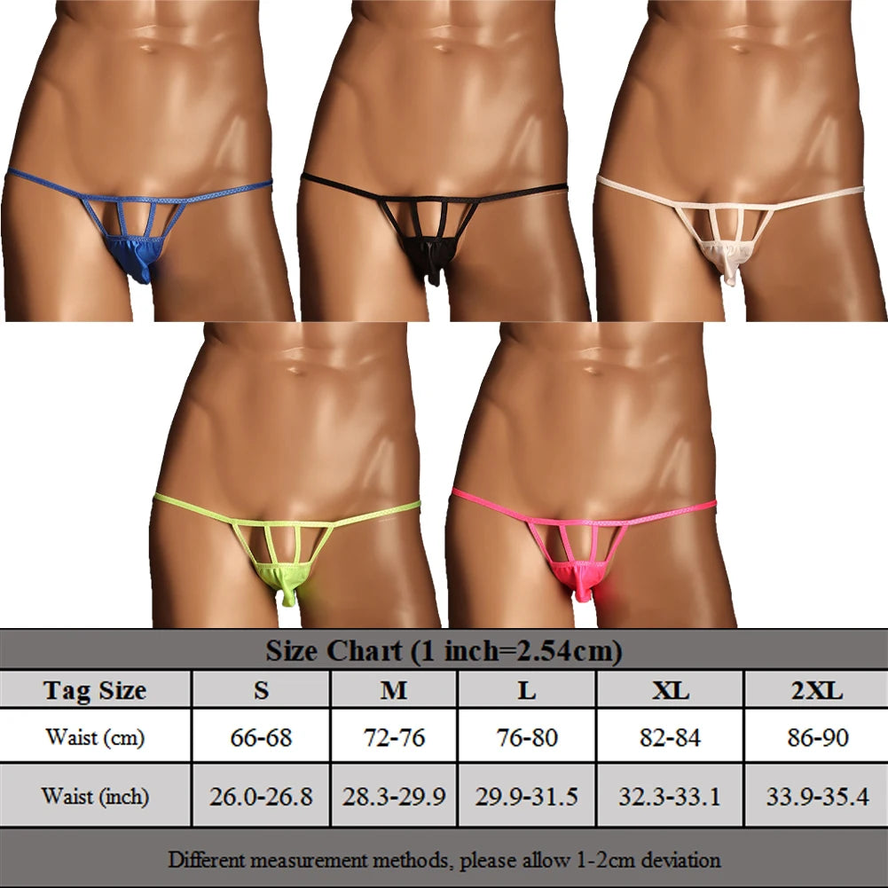Sexy Mens Briefs Low Rise G-String Hollow Out Thong Low Rise Underwear Male Gay Sissy Bulge Pouch Underpants Breathable Panties luvshop24