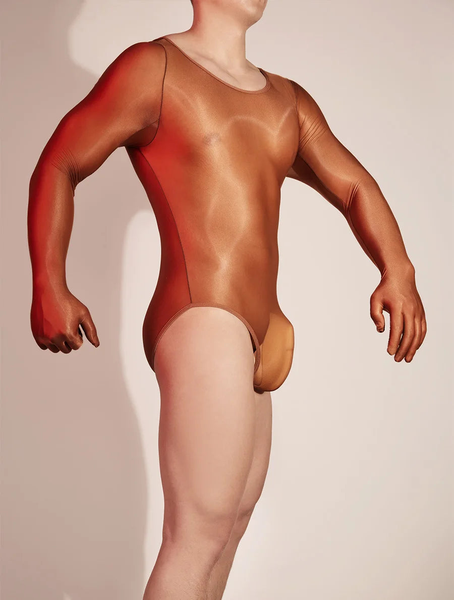 Hot Sexy Oil Shiny Bodysuit for Men Body Stockings Sheer See Through Five Fingers Glove Leotard Male Erotic Lingerie Sex Clothes luvshop24
