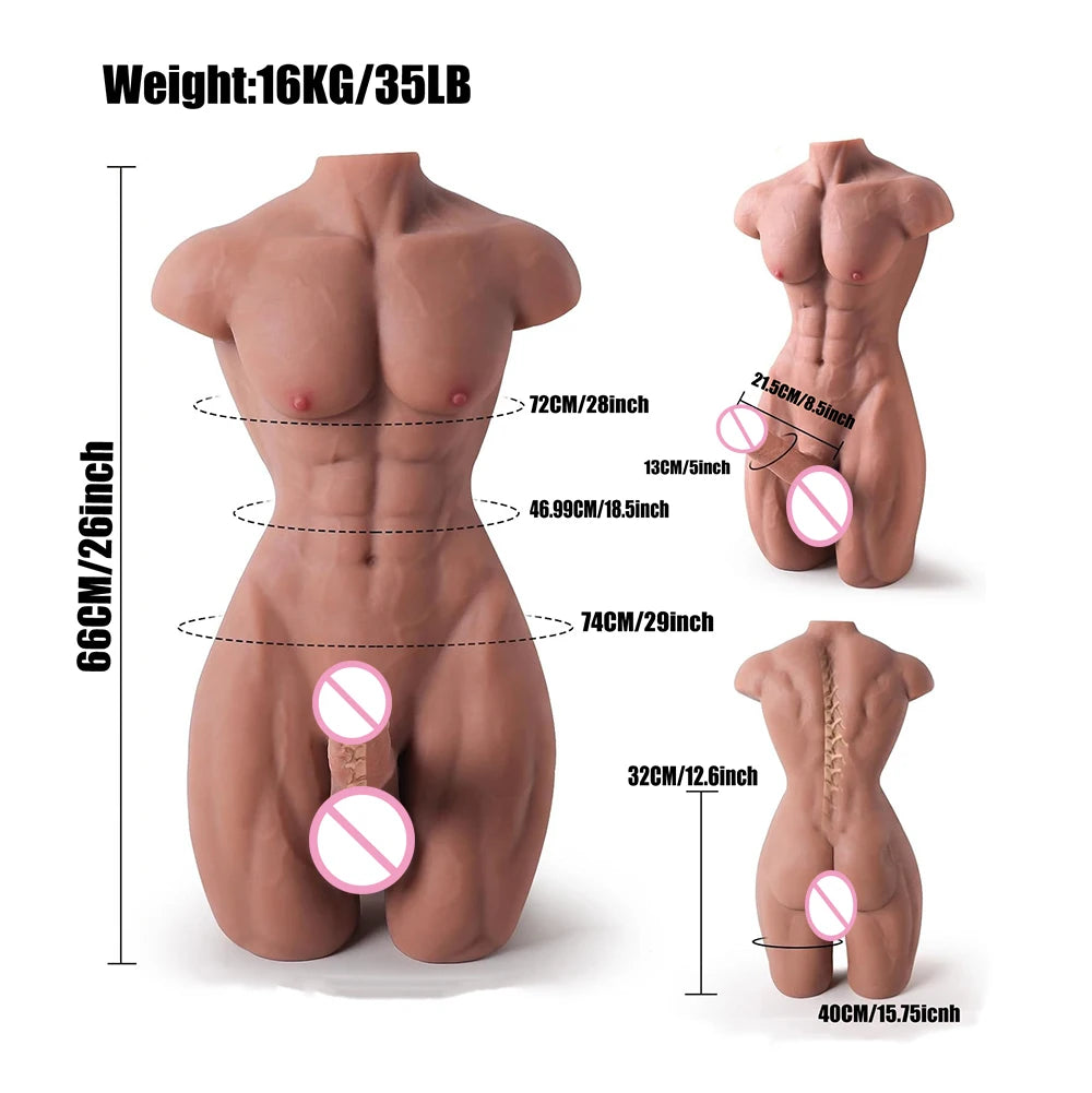 RENHEYUOU Sex Doll Sexy Muscle Big Dildo Gay Insertable Anal Big Ass Bodybuilding Torso Doll Half Body Adult Sex Toys 18+ XXX luvshop24