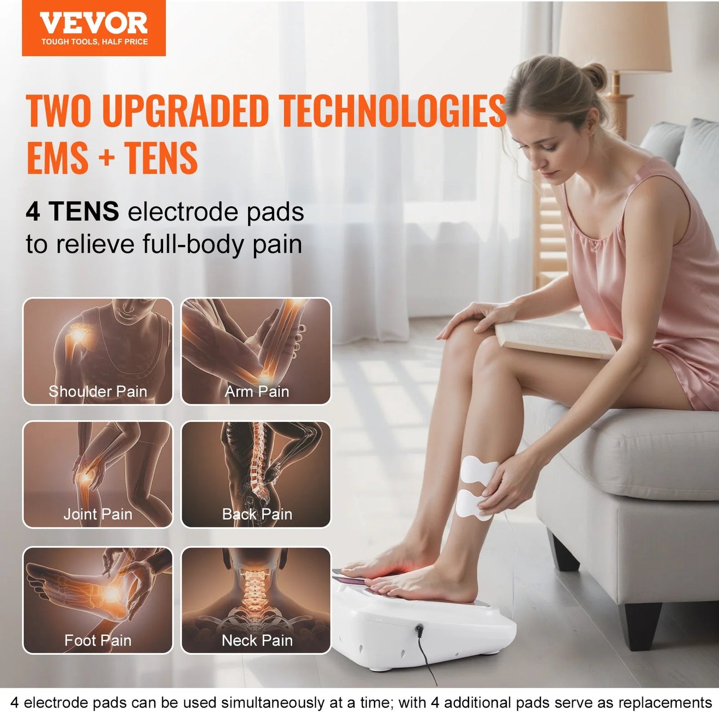 VEVOR Foot Circulation Stimulator with Heat EMS & TENS Foot Massager Electric Foot Stimulator for Pain Relief Muscles Vibrator luvshop24