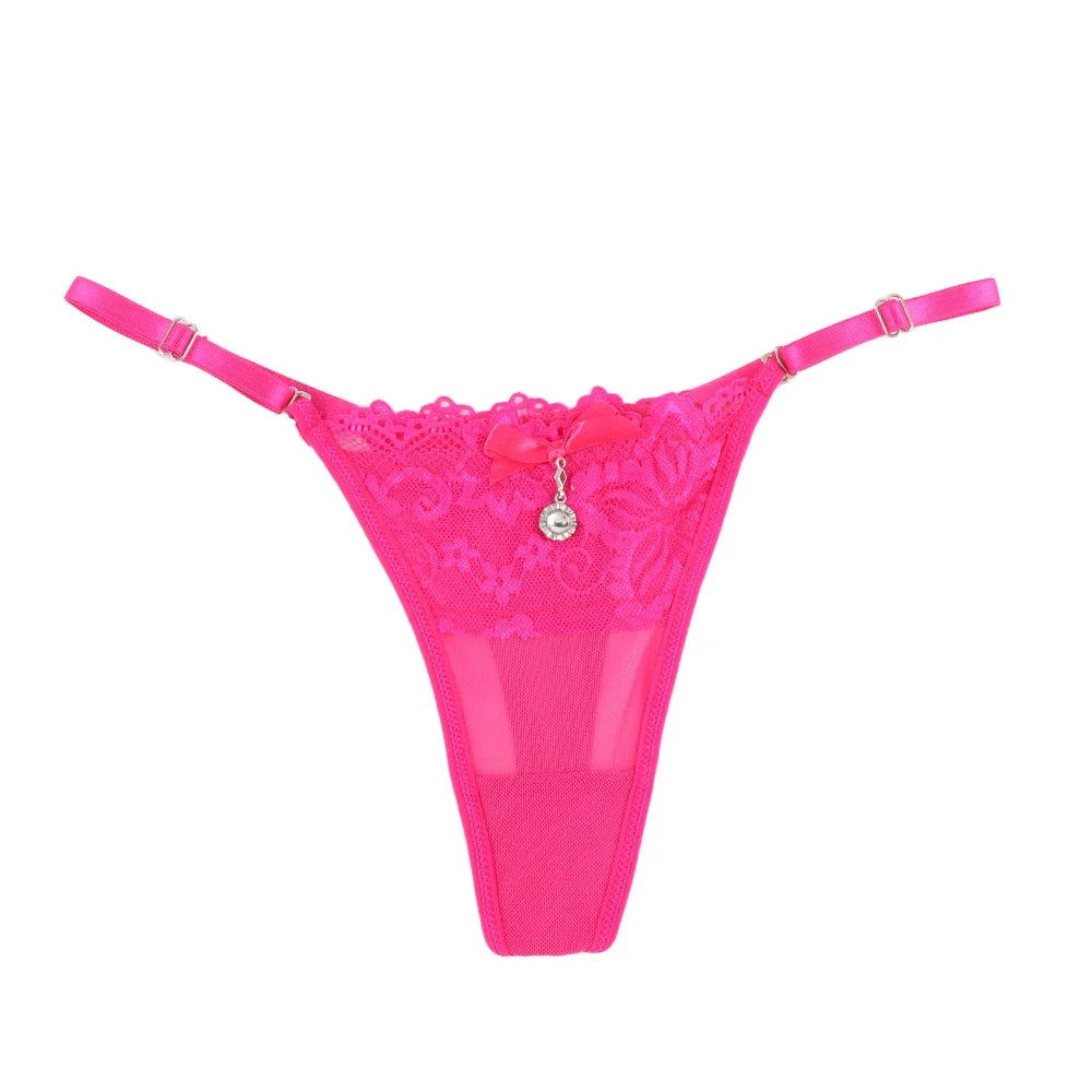 Women Lace Panties Thongs Pearl Pendant Lace Embroidery G-String T-Back Briefs Underwear Adjustable Ladies Panties Sexy Lingerie luvshop24
