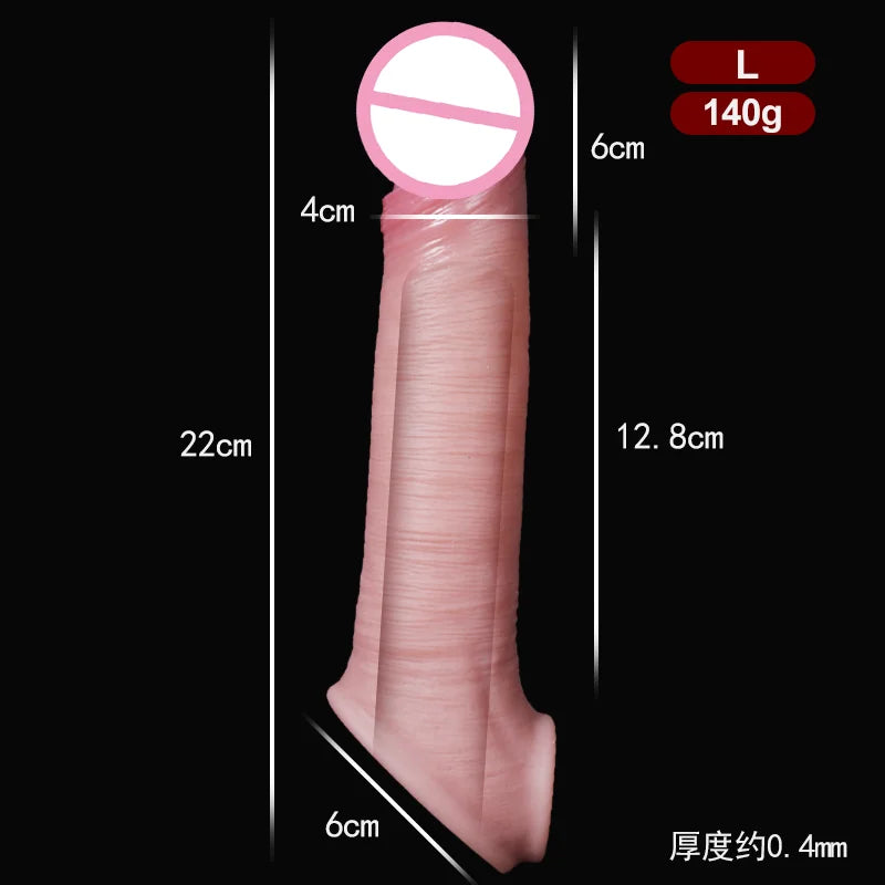 Silicone Penis Sleeve Extender 6cm Realistic Hollow Dildo for Men Reusable Cock Enhancer Ring Large Silicone Condom Male Sex toy luvshop24