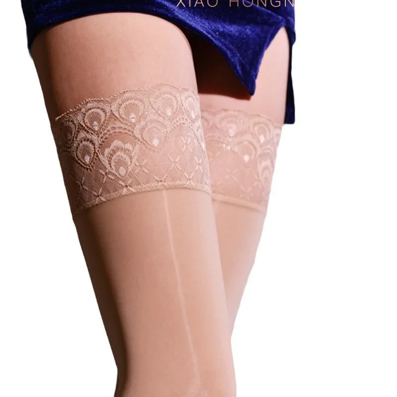 Women's Sexy Stockings8DGlossy Silicone Lace Long Tube912Needle Long Tube Thigh High Horse Oil Socks Support Wholesale luvshop24