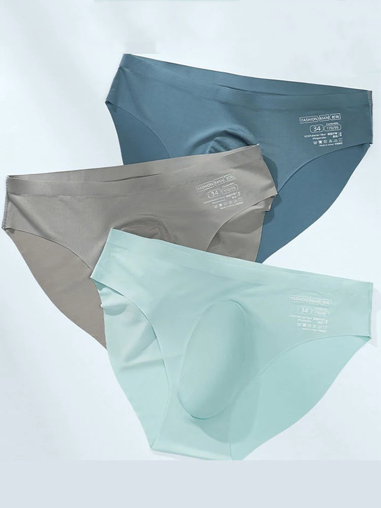 Men's Ice Silk Seamless Briefs Summer New Ultra-thin Transparent Sexy Quick-drying Trendy Breathable Underwear Panties luvshop24