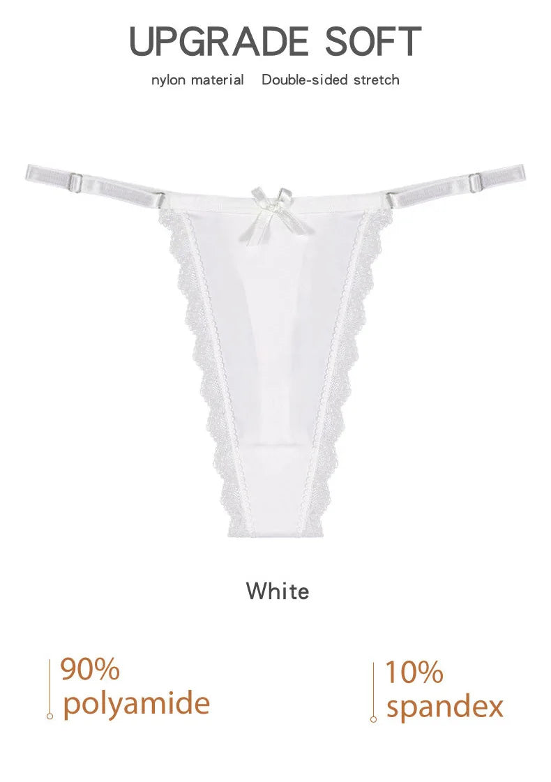 2023 Sexy Women's Panties Low Waist One Piece Lace Thong Adjustable Large T-back трусы женские luvshop24
