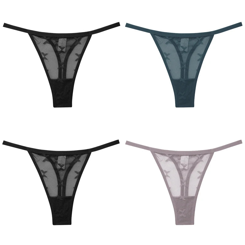 4Pcs Lace Bikini Panties Women Sexy Thongs Lace G-string Underpants S-XL Ladies Comfortable T-Back Underwear Sexy Lingerie 2022 luvshop24