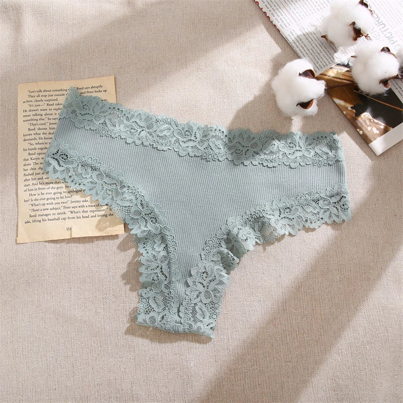 5Pcs/set Women Cotton Panties Floral Lace Intimate Underwear Trendy Patchwork Lace Briefs Female Soft Underpants Lingerie S-XL luvshop24