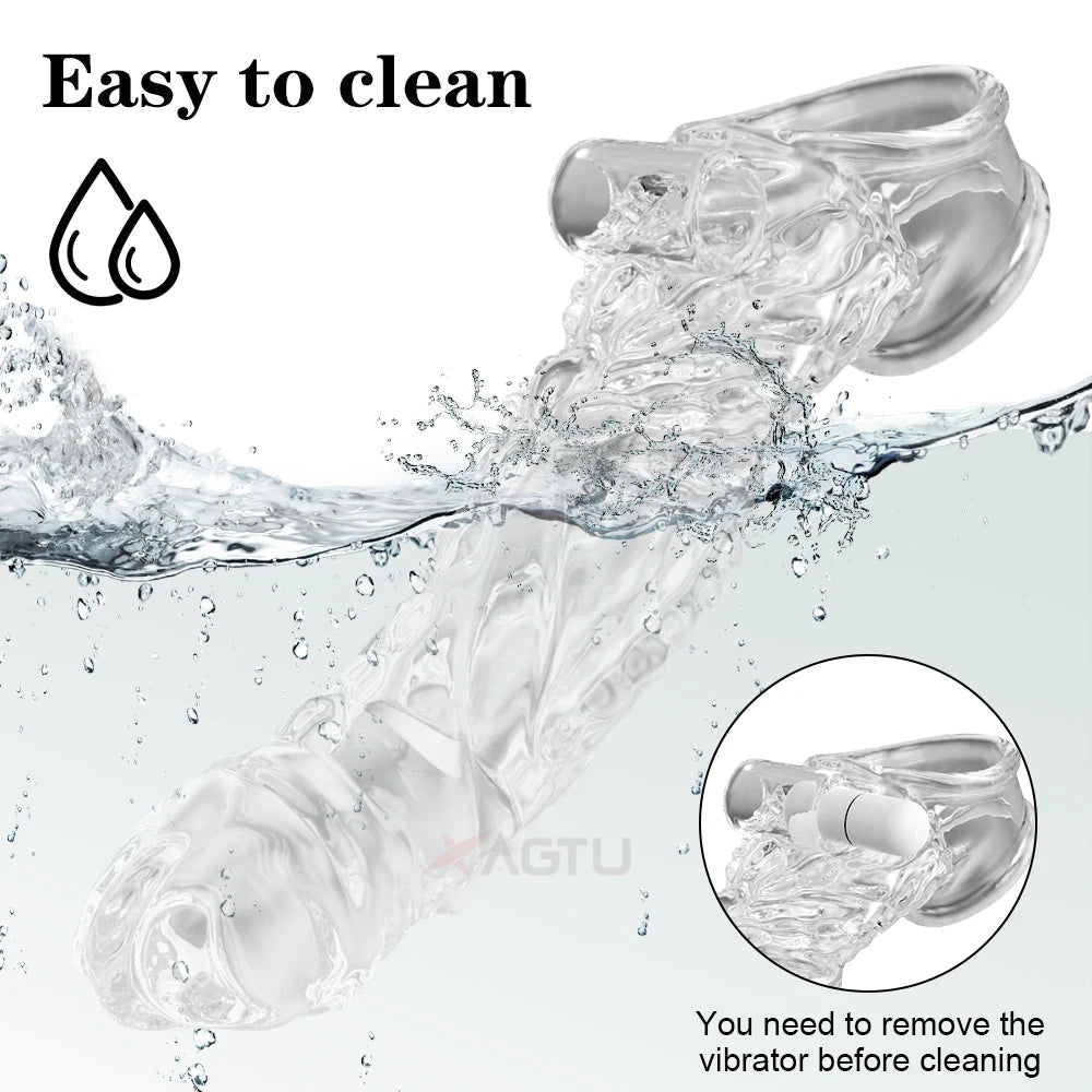 Reusable Penis Extender Silicone Condom Dildo Sleeve Glans Delay Ejaculation Cockring Adult Sex Toys Vibrator For Men Couples luvshop24