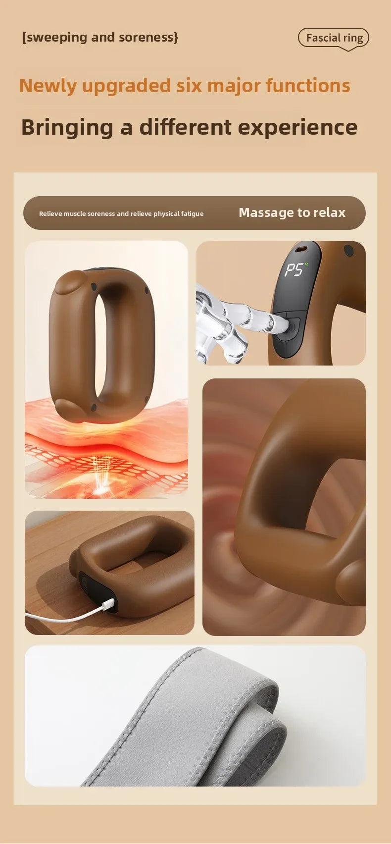 Vibration Fascia Massage Ring Portable Mini Shaking Machine for Shoulder Neck Back Pain Relief Yoga Massager luvshop24