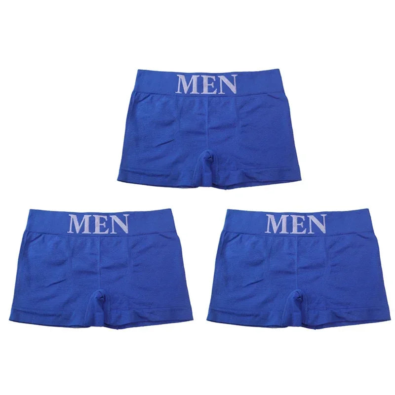 3 Pcs Men's Panties Underwear Boxers Breathable Man Boxer Solid Underpants Comfortable Male Brand Shorts Black Blue Underwear luvshop24