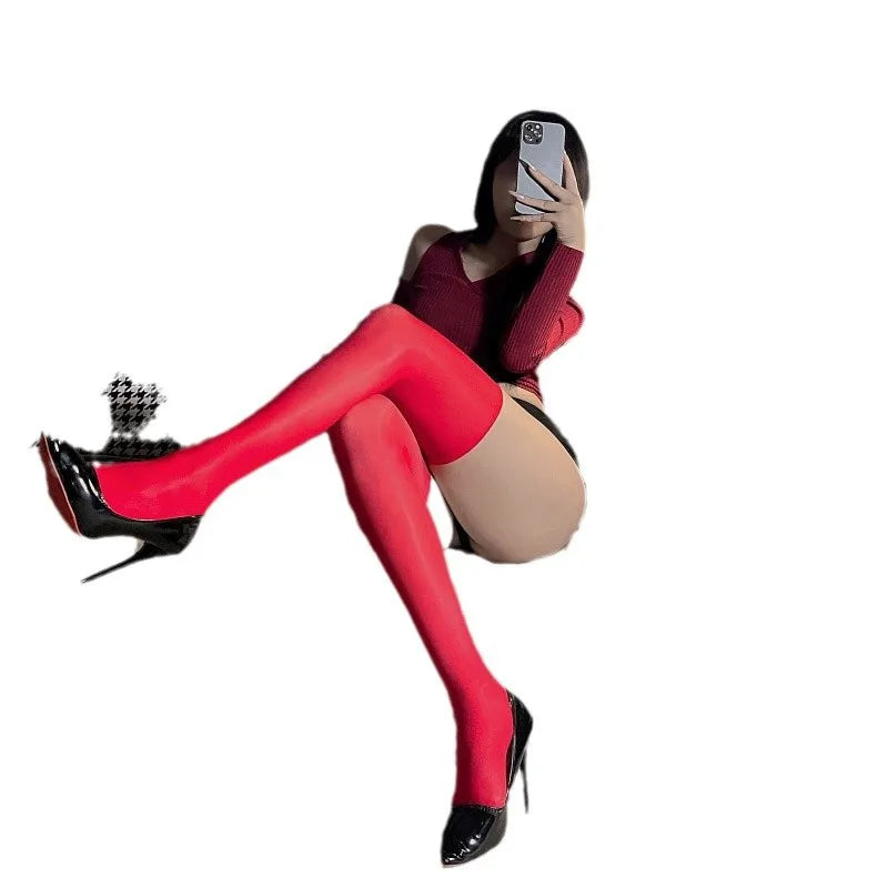 Sexy Oily Knee Socks Seamless Horse Oil Socks Stockings Black Stockings Hold-Ups Summer Thin luvshop24