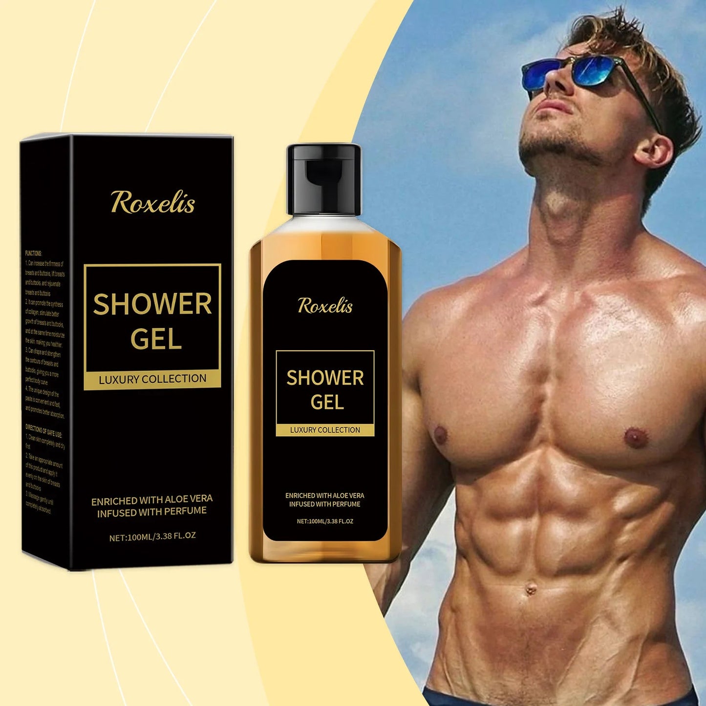Roxelis Men Shower Wash Pheromone Perfume Shower Gel 100ml Pheromone Shower Gel Aloe Shower Gel Unisex Long-Lasting Freshness luvshop24