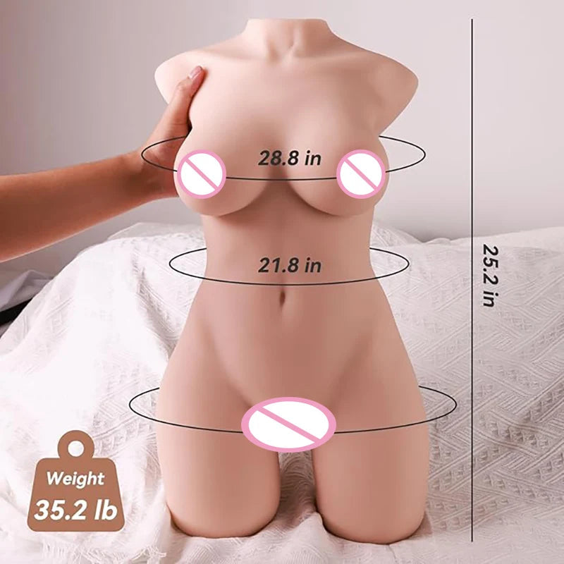 RENHEYUOU Soft Sex Toy Male Masturbation Toy Large False Breasts Real Vagina Artificial Pocket Buttocks Half Body Torso Sex Doll luvshop24