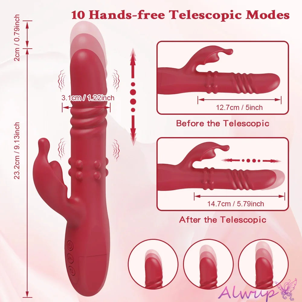 Rabbit Vibrator For Women Powerful G Spot Telescopic Rotating Clitoris Vagina Stimulator Female Masturbator For Adult Sexy Toys luvshop24