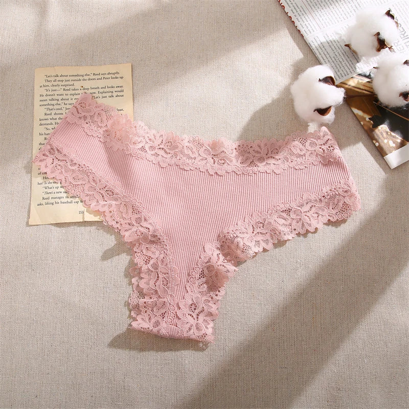 5Pcs/set Women Cotton Panties Floral Lace Intimate Underwear Trendy Patchwork Lace Briefs Female Soft Underpants Lingerie S-XL luvshop24