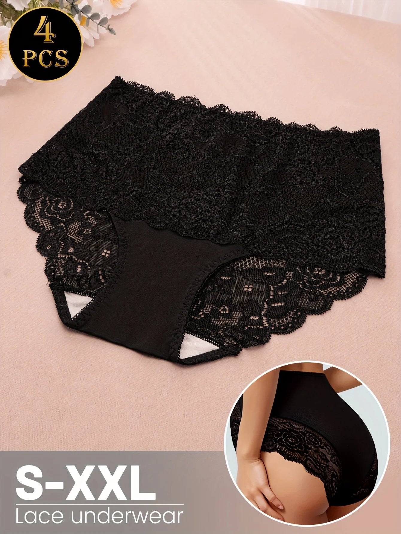 Women's Underwear - Elegant Floral Lace panties, Soft Everyday & Special Occasion Panties, Non-Sheer Breathable Soft luvshop24