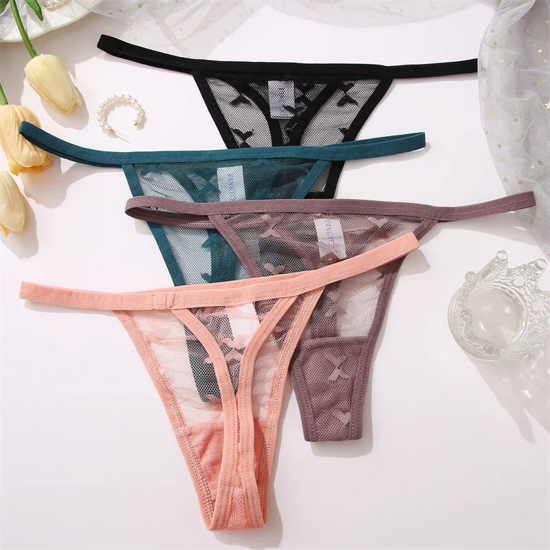 4Pcs Lace Bikini Panties Women Sexy Thongs Lace G-string Underpants S-XL Ladies Comfortable T-Back Underwear Sexy Lingerie 2022 luvshop24