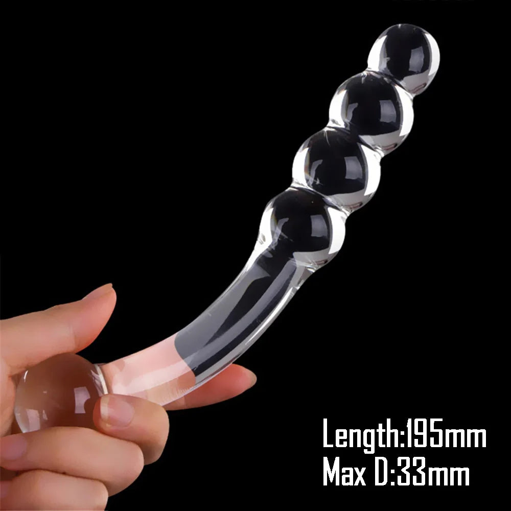 Pyrex Glass Dildo 195x33mm Fake Penis Crystal Anal Beads Butt Plug Prostate Massager G Spot Female Masturbation Toys luvshop24