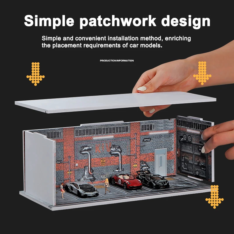 1/64 Garage scene Model Scene with Light Version Simulation Model Scene Decoration Collect (Excluding dolls and car models) luvshop24