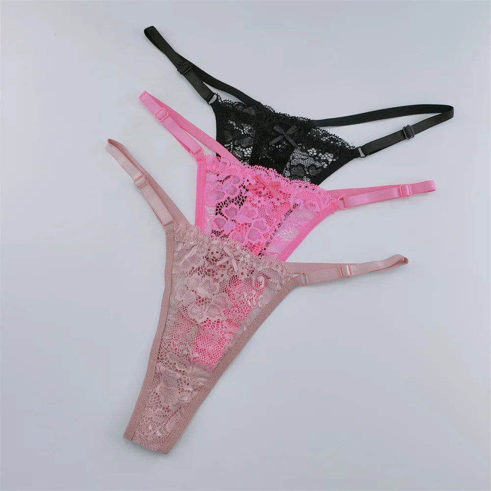 3Pcs/Set New Lace G-string Women's Sexy Underwear Low Waist Breathable Briefs Ladies Intimates Soft Thong Lingerie Fast Shipping luvshop24