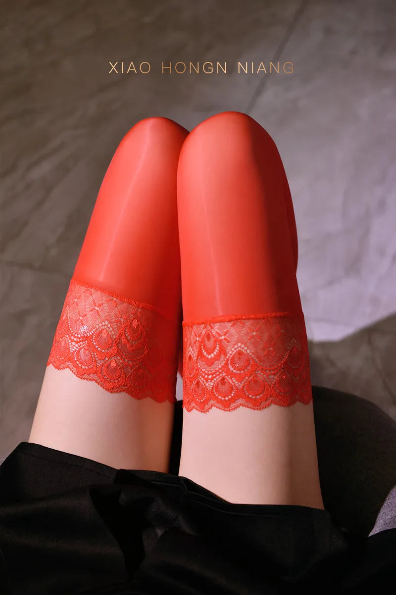 Women's Sexy Stockings8DGlossy Silicone Lace Long Tube912Needle Long Tube Thigh High Horse Oil Socks Support Wholesale luvshop24
