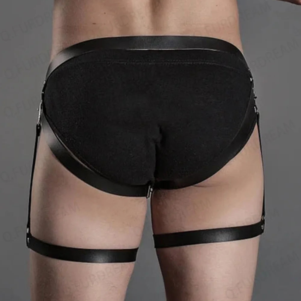 Men's Leather Leg Belt Male Harness Belts Gay Body Bondage Sex Rave Party Lingerie Punk Fashion Men's Leather Decorative Belt luvshop24