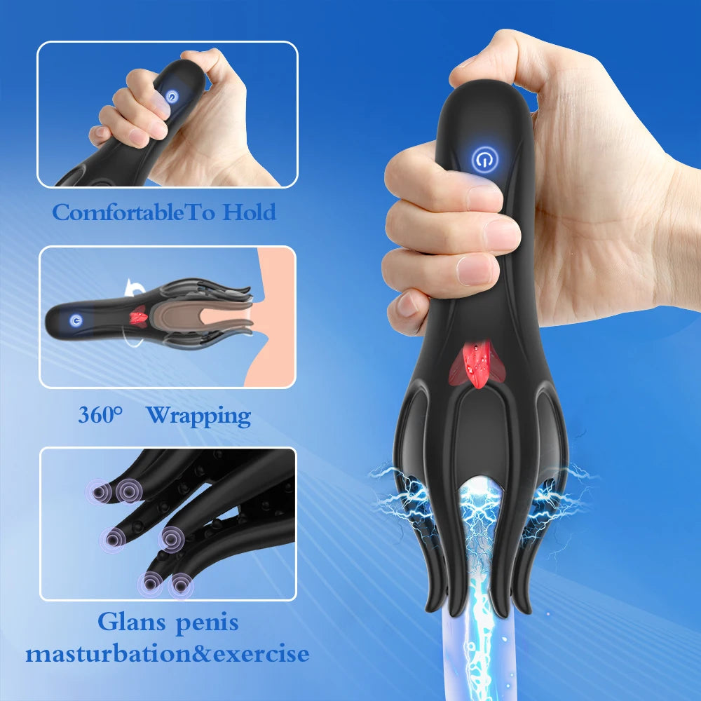 Glans Trainer for Men Powerful Vibrating Penis G Spot Masturbator Soft Fingertip Prolong Endurance Massage Vibrator Erotic Toys luvshop24