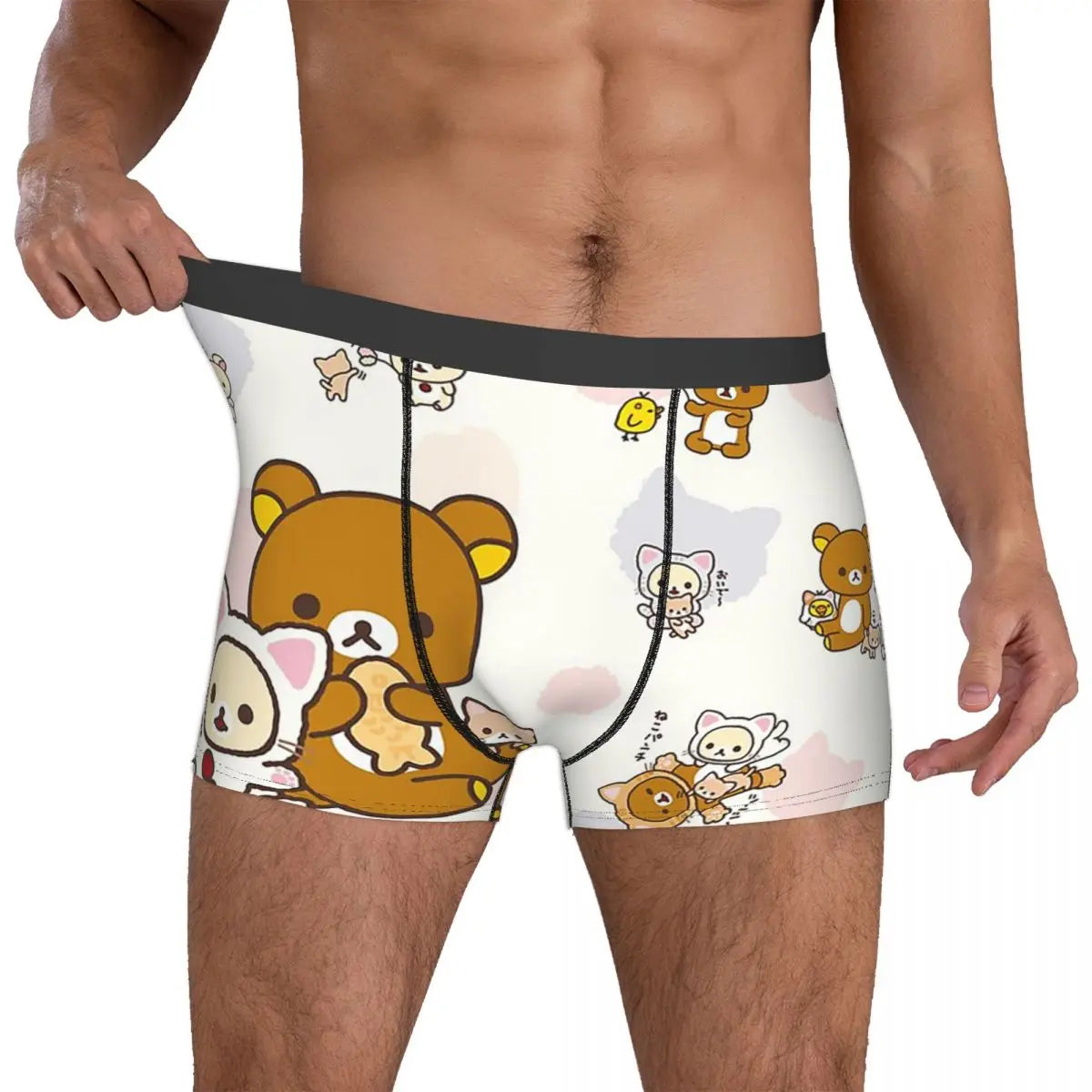 2025 New Summer Breathable Cute 3d Printed Cat Rilakkuma Bear Underwear Men'S Underwear Men'S Underwear Sexy Shorts Boxer Underw luvshop24