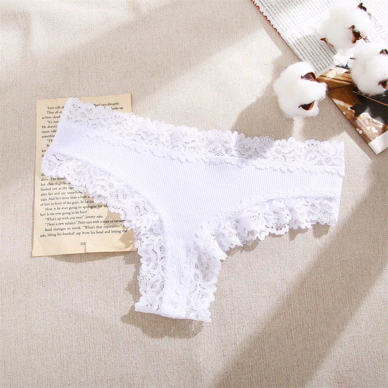5Pcs/set Women Cotton Panties Floral Lace Intimate Underwear Trendy Patchwork Lace Briefs Female Soft Underpants Lingerie S-XL luvshop24