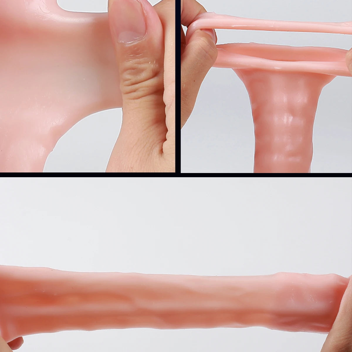 New Extended 8CM Large Penis Enlargement Male Extension Set Real Penis Extension Set Reusable Condom Cockcrown Ring Male Sex Toy luvshop24
