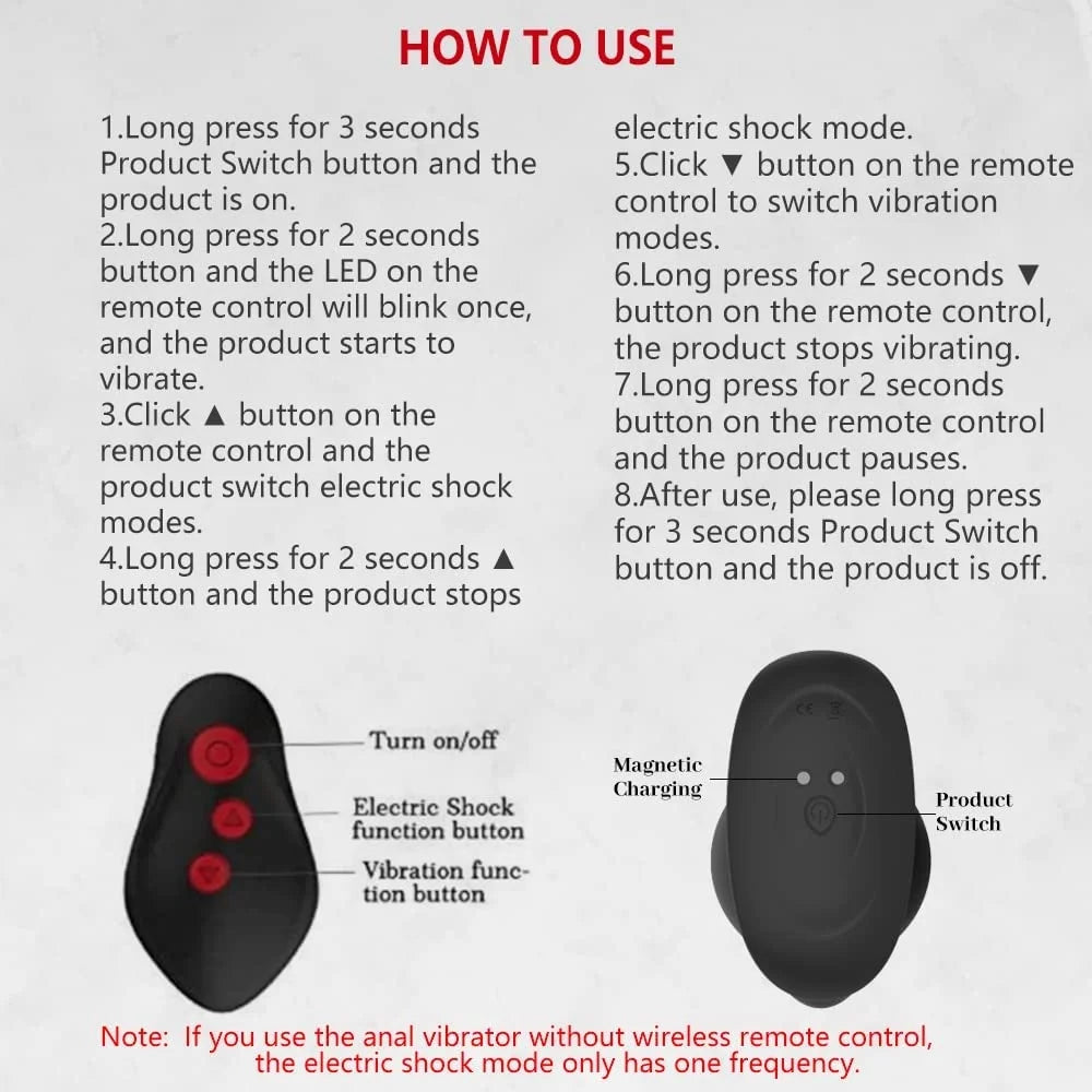 Electric Shock Vibration Vibrator Penetration Prostate Massager Stimulator Stimulation Docking Anal Plug Male Sex Toy For Man luvshop24